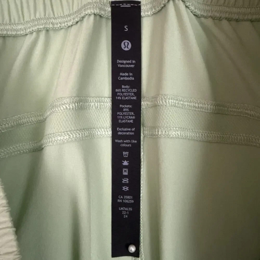Lululemon Pace Breaker Shorts Men’s Small Delicate Mint 7 Inch Linerless